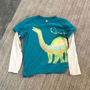 Tea Collection Teal and Cream Dinosaur Long Sleeve Tee